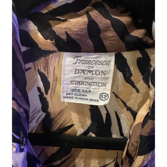 Vintage Francesca of Damon for Starington Saks Silk Animal Print Dress - Size 12 - Picture 5 of 13